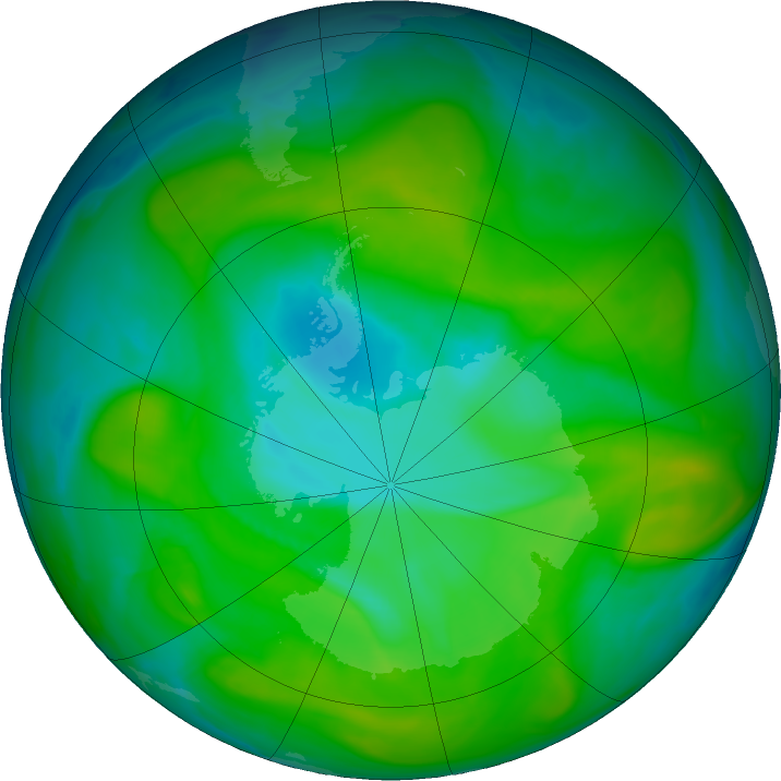 Antarctic ozone map for 15 December 2017
